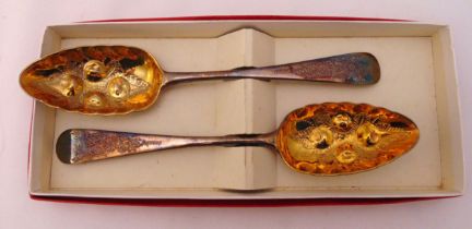 A pair of hallmarked silver berry spoons, approx total weight 148g