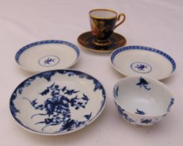 A quantity of porcelain to include a Vienna cup and saucer, a Worcester blue and white cup and