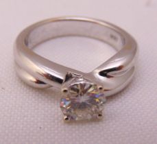 18ct white gold and white stone solitaire ring, approx total weight 8.6g