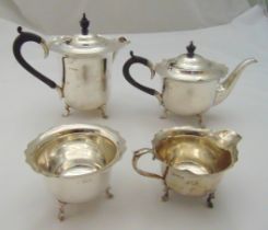 A Mappin and Webb hallmarked silver four piece teaset