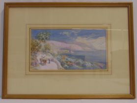 Charles Rowbotham framed and glazed watercolour of figures beside a lake, signed bottom left, 16 x