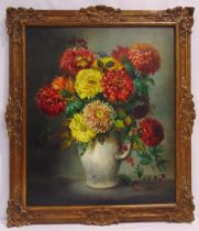 Cecil Kennedy framed oil on canvas still life of flowers in a jug, signed bottom right, 60 x 50cm