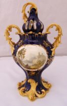 A 19th century Coalport style pot pourri vase and cover decorated with panels of floral sprays, a