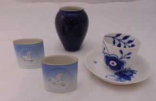 A quantity of Royal Copenhagen to include a cup and saucer, a vase and two oval B & G tooth pick