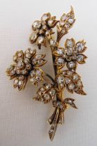 An antique yellow gold and diamond en tremblant brooch, approx total weight 17.7g