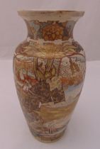 An oriental Satsuma baluster vase decorated with panels of warriors, 40cm (h)