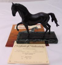 Bronze figurine of Bucephalus on raised rectangular base limited edition 9/2000 by James Osbourne to