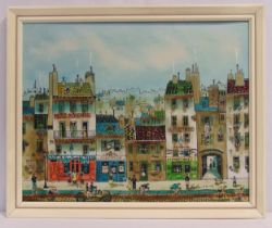 Robert Scott framed serigraph on canvas of a French street scene, signed bottom right, 39.5 x 49.