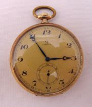 Omega 14ct gold pocket watch with Arabic numerals, to include valuation letter