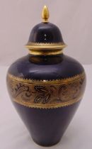 A Royal Bavarian porcelain vase of tapering ovoid form with gilded decoration and pull off domed