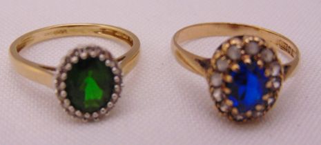 Two 9ct gold rings set with coloured stones, approx total weight 4.2g