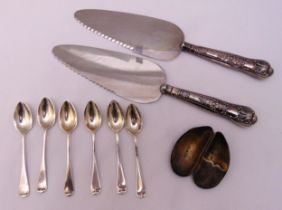 A quantity of hallmarked silver to include six coffee spoons, a shell shaped travel ashtray and