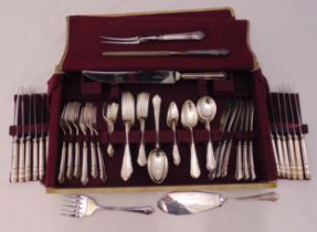 A canteen of Dubarry pattern silver plated flatware for six place settings to include knives, forks,