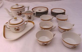 A Royal Copenhagen tea service to include a teapot, a serving dish, cups and saucers (22)