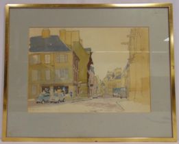 Brian Caldwell Cook Batsford framed and glazed watercolour of a French street scene signed and dated