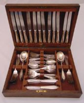 A canteen of silver plated flatware for six place settings to include soup spoons