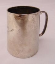 Mappin and Webb hallmarked silver mug tapering cylindrical, Sheffield 1917, approx total weight
