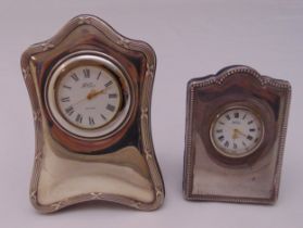 Two hallmarked silver mounted desk clocks