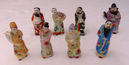 Eight polychromatic Japanese ceramic figurines, tallest 10cm (h)
