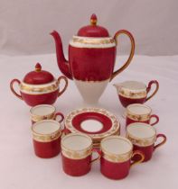 Wedgwood coffee set to include a coffee pot, cream jug, sugar bowl, six cups and saucers, coffee pot