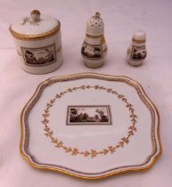 A quantity of porcelain by Richard Ginori to include a salt and pepper shaker, a covered box and a