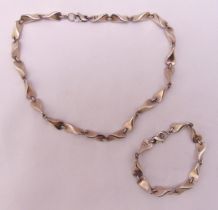 Georg Jensen style white metal necklace and a matching bracelet