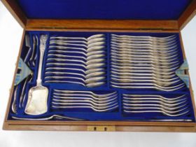 A canteen of 19th century hallmarked silver Kings pattern flatware for twelve place settings to