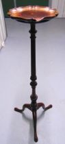 A mahogany plant stand on turned fluted column and three outswept legs, A/F, 104 x 25x 25cm