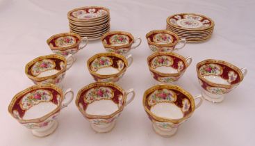 Royal Albert Lady Hamilton teaset to include cups, saucers and plates (29)