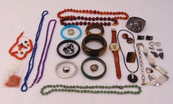 A quantity of costume jewellery to include necklaces, bracelets, bangles, earrings and a ring