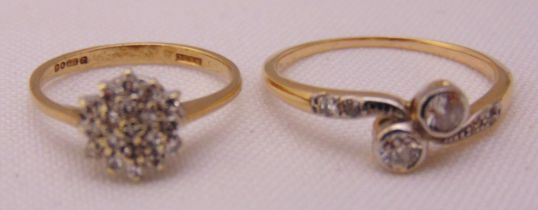 Two 9ct gold rings set with white stones, approx total weight 4.2g