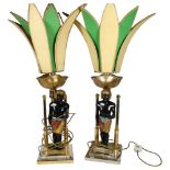 A pair of Art Deco design Egyptian Revival lamps, H85cm (2)