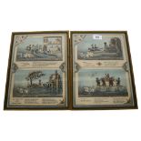 A collection of 8 framed 19th century coloured engravings, depicting scenes from old poems,