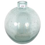 A Vintage bubble glass, ovoid style glass with etched maritime decoration, height 30cm, diameter