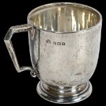 A George V silver christening mug, with monogram and dated April 1939, hallmarks for Birmingham