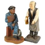 A painted composite advertising figure "Chipie Blue Denim", H60cm, and a painted plastic waiter