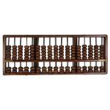 A Chinese style brass banded abacus, L47cm, H18cm