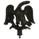 A Victorian cast-iron eagle finial, black painted, L40cm overall, W37cm