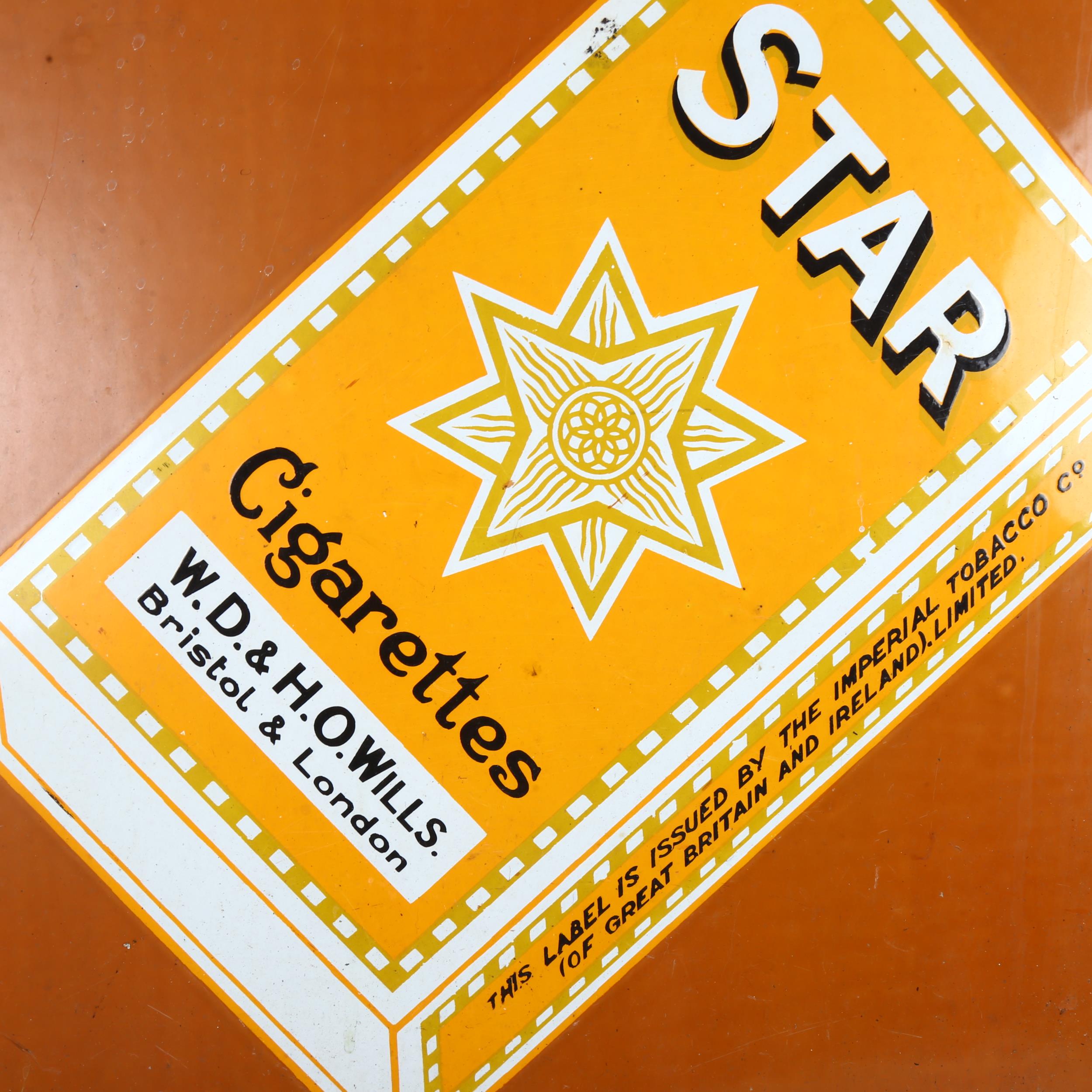 A Vintage Wills's Star enamel advertising sign for Star Cigarettes, issued by the Imperial Tobacco - Image 2 of 2