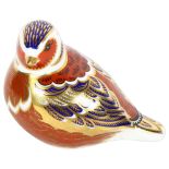 Royal Crown Derby chaffinch paperweight, silver stopper, H7cm