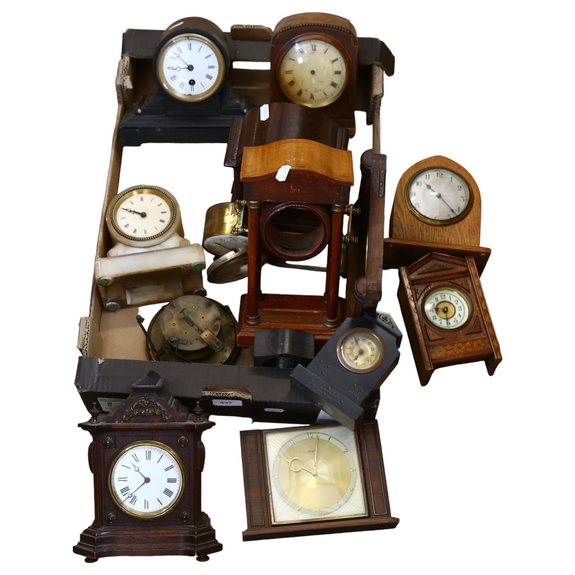 A box of mantel clocks