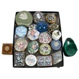 A collection of trinket boxes and paperweights, including Wedgwood, The William Morris Collection,