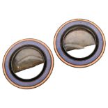 A pair of 2-colour circular enamel frames, H7cm (2)