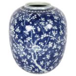 A large Chinese blue and white prunus decorated vase, H28cm