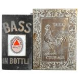 BASS IN BOTTLE - a slate advertising panel for Bass & Company Pale Ale, 28 x 51cm, and a pressed