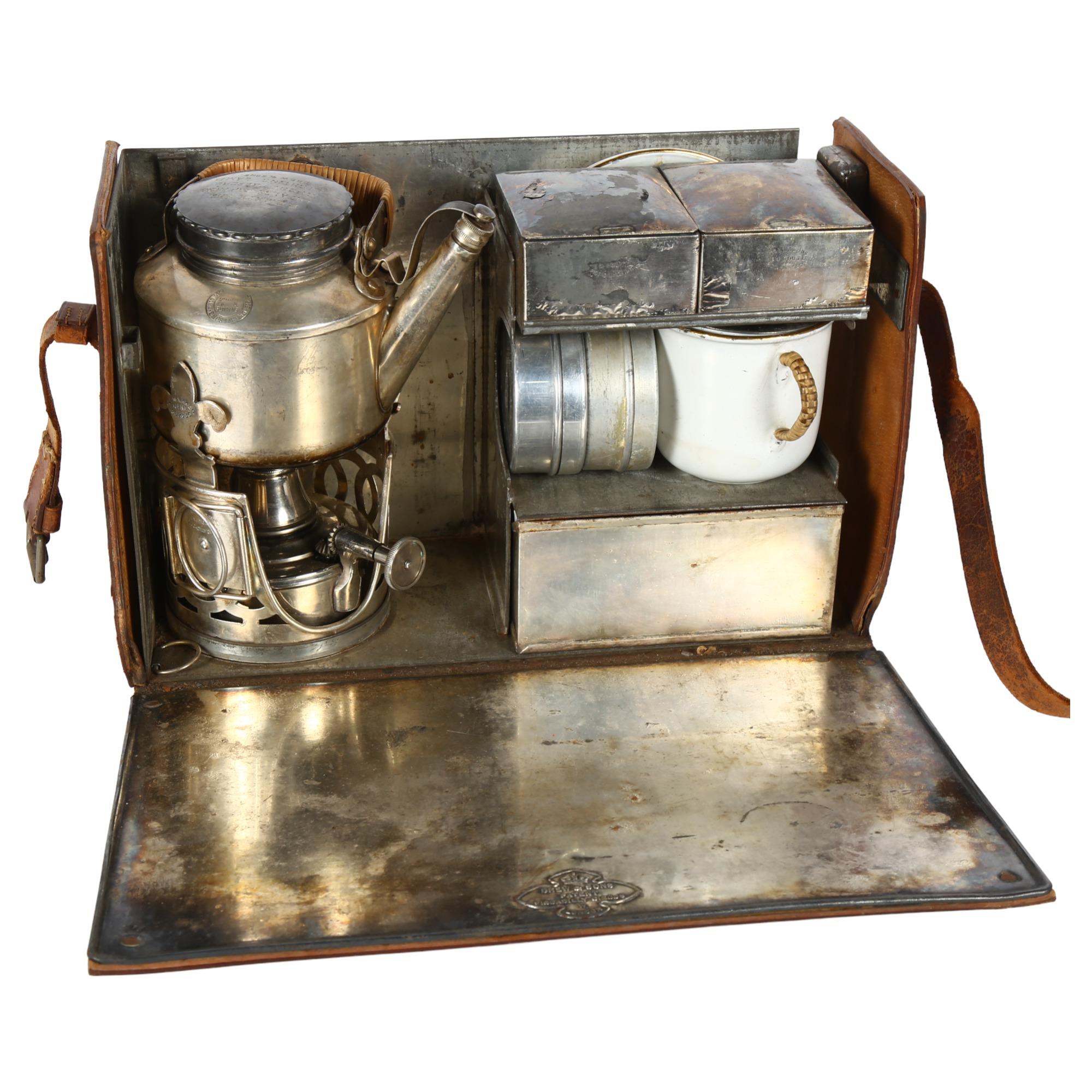 Drew & Sons Patent Piccadilly Circus, a tea basket for 2 people, fitted with spirit kettle and - Image 2 of 3