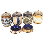 ROYAL DOULTON - a group of Royal Doulton tobacco jars, and ceramic ashtrays, largest H12cm (6)