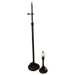 2 metal Tiffany-style lamp stands, shades not included, largest H155cm