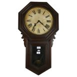 An early 20th century American drop-dial wall clock, by Ansonia of New York, W45cm, H78cm