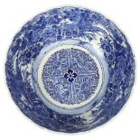 A Japanese blue and white transfer printed fruit bowl, diameter 30cm